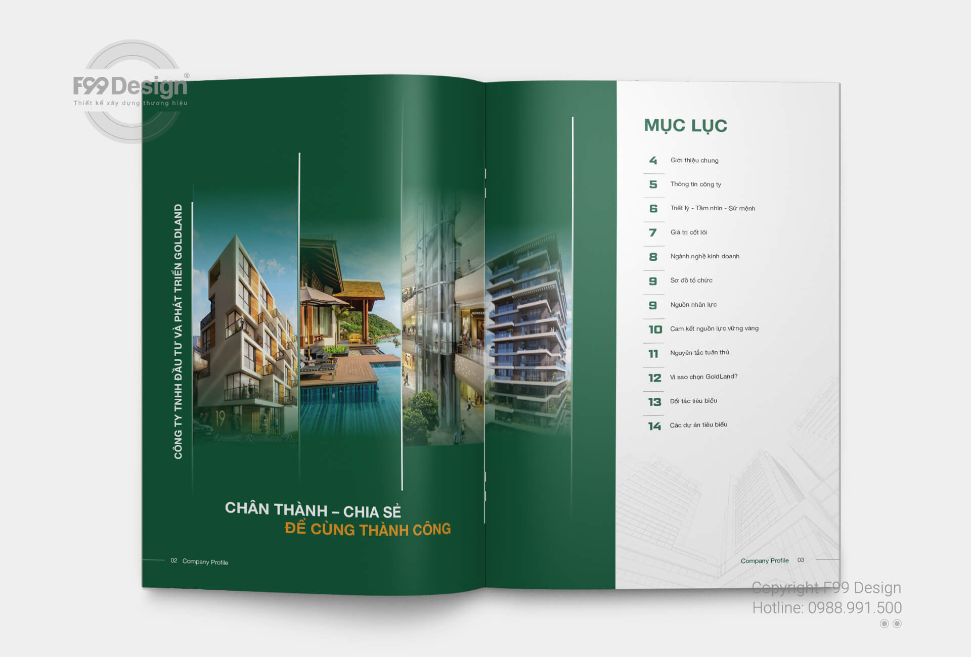 Mẫu thiết kế Hồ sơ năng lực BĐS - Mục lục