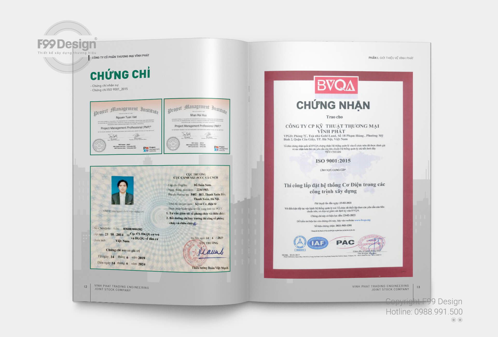 Cơ điện Vĩnh Phát - Chứng chỉ - Chứng nhận
